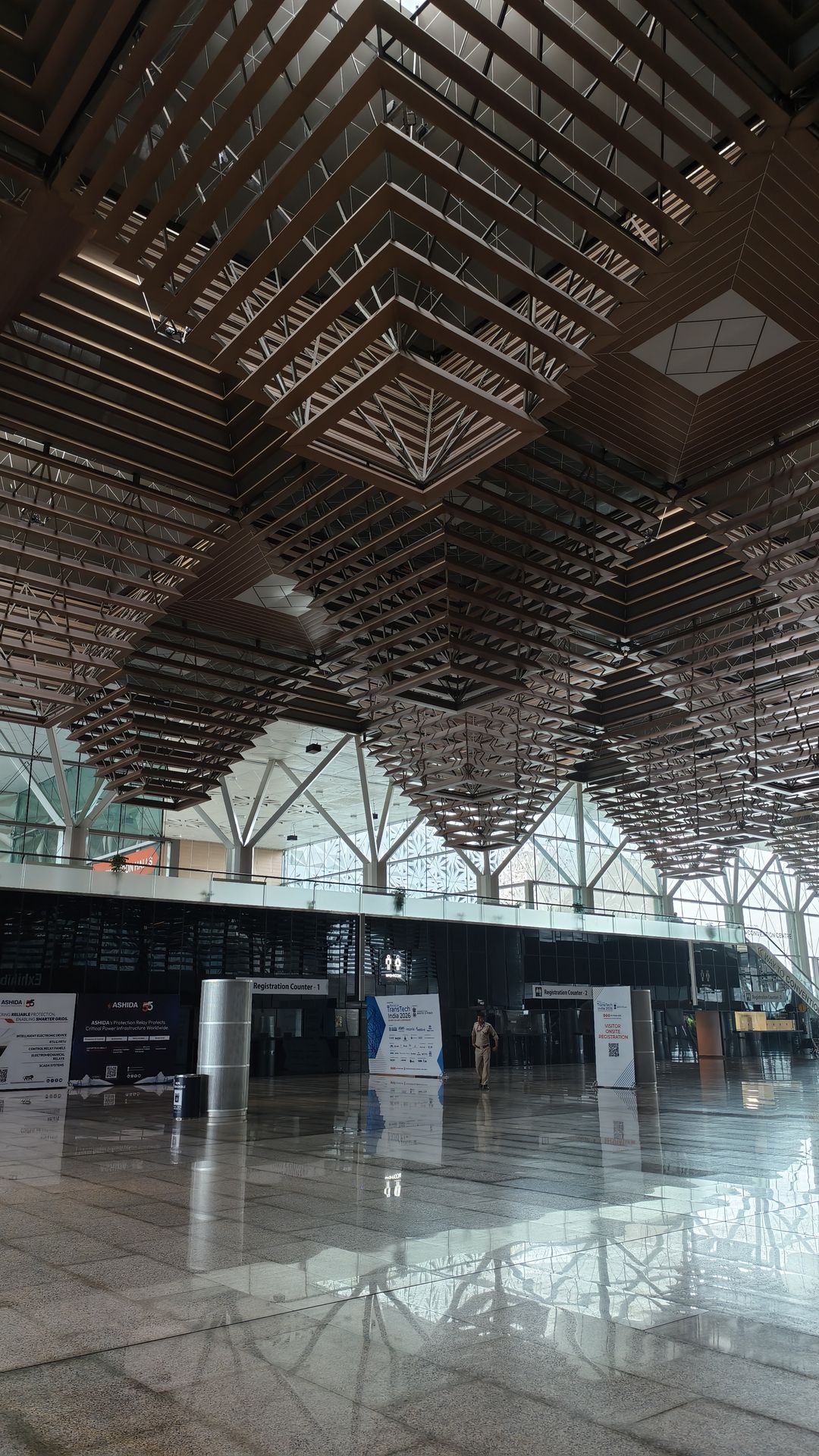 Interior of the Yashobhoomi convention centre in Dwarka, New Delhi, ahead of TransTech India 2026