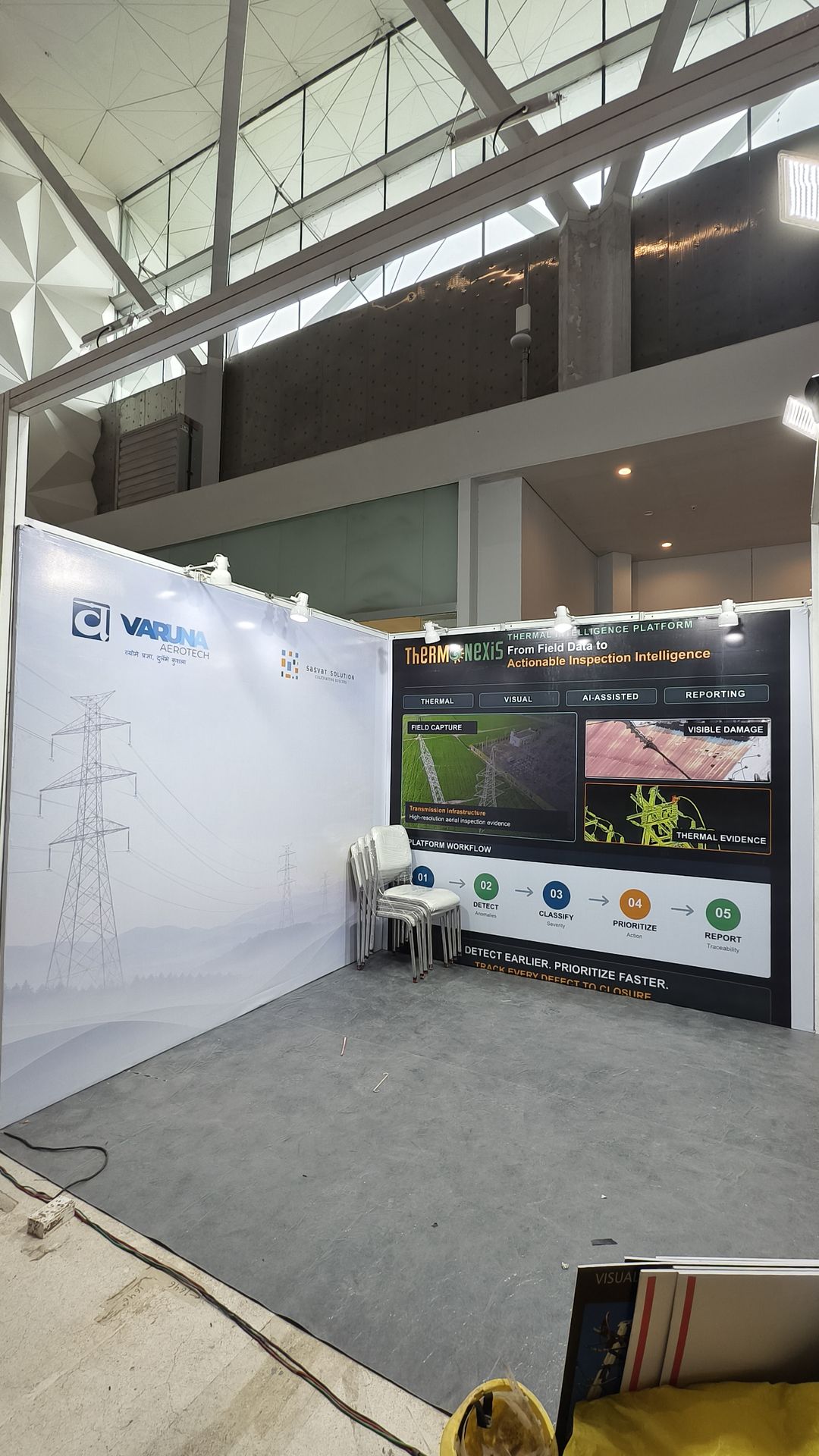 Varuna Aerotech's Booth G8 set up and ready before TransTech India 2026 opened to visitors